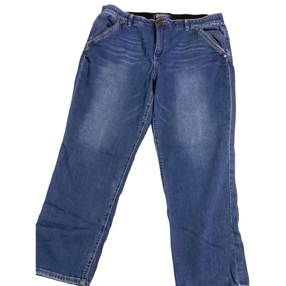 Democracy Blue Denim Jeans Ab Solution Size 14 minor wear on hem Ankle/Crop Jean